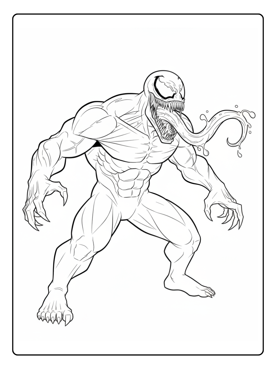 Venom Coloring Pages – Venom Long Tongue