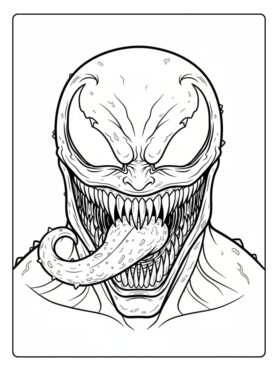Venom Coloring Pages – Venom Monster Face