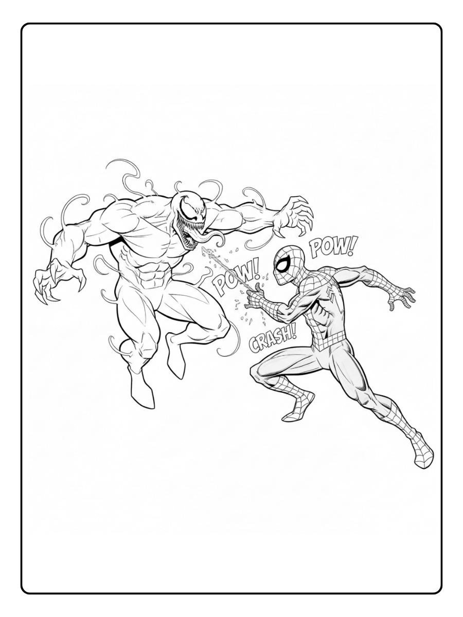 Venom Coloring Pages – Venom vs Spider Man