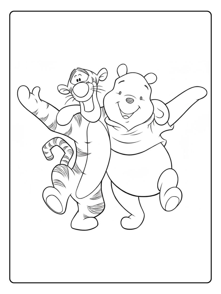 Winnie the Pooh and Tigger Cartoon Coloring Pages