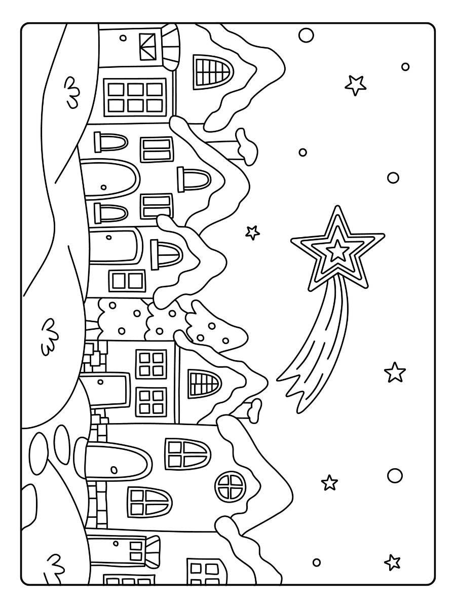 Winter Village Christmas Coloring
