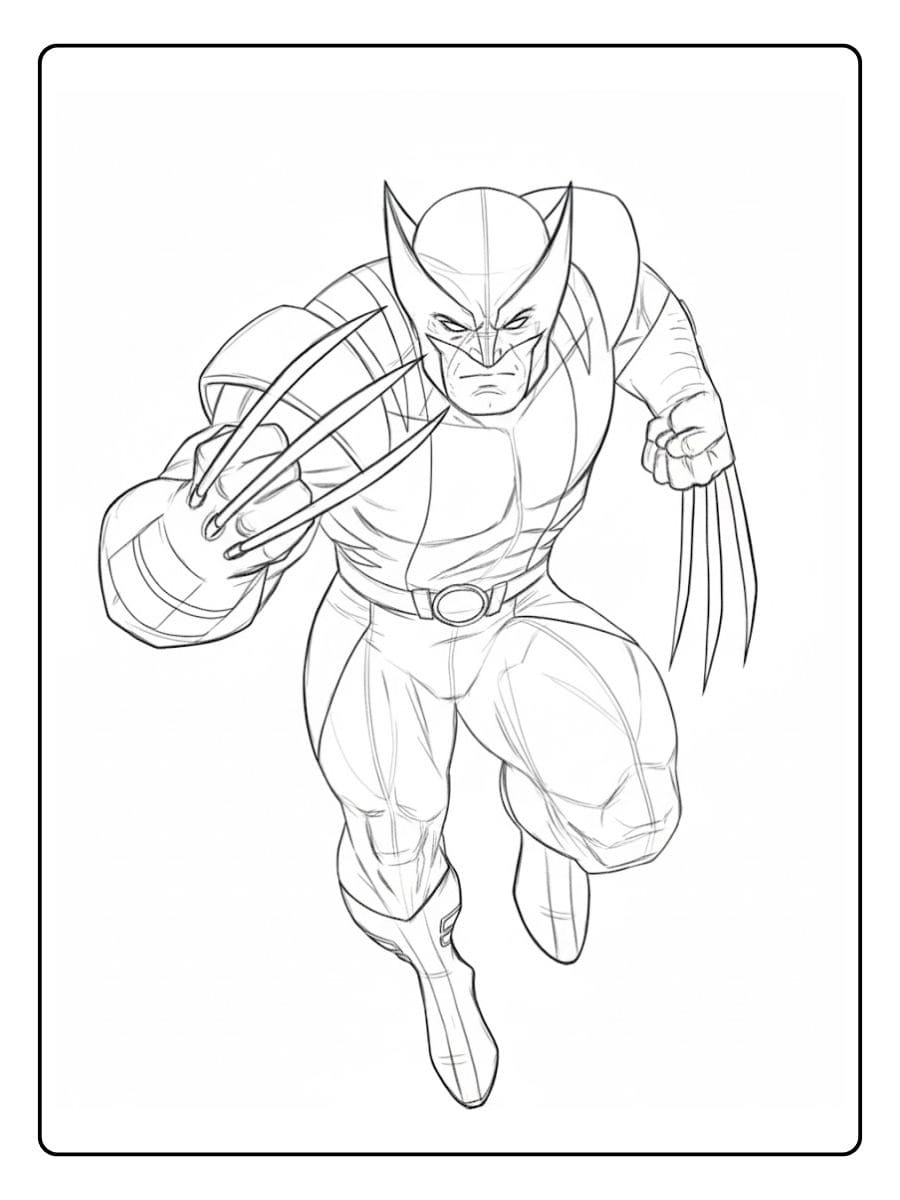 Wolverine Action Pose Marvel Coloring Pages