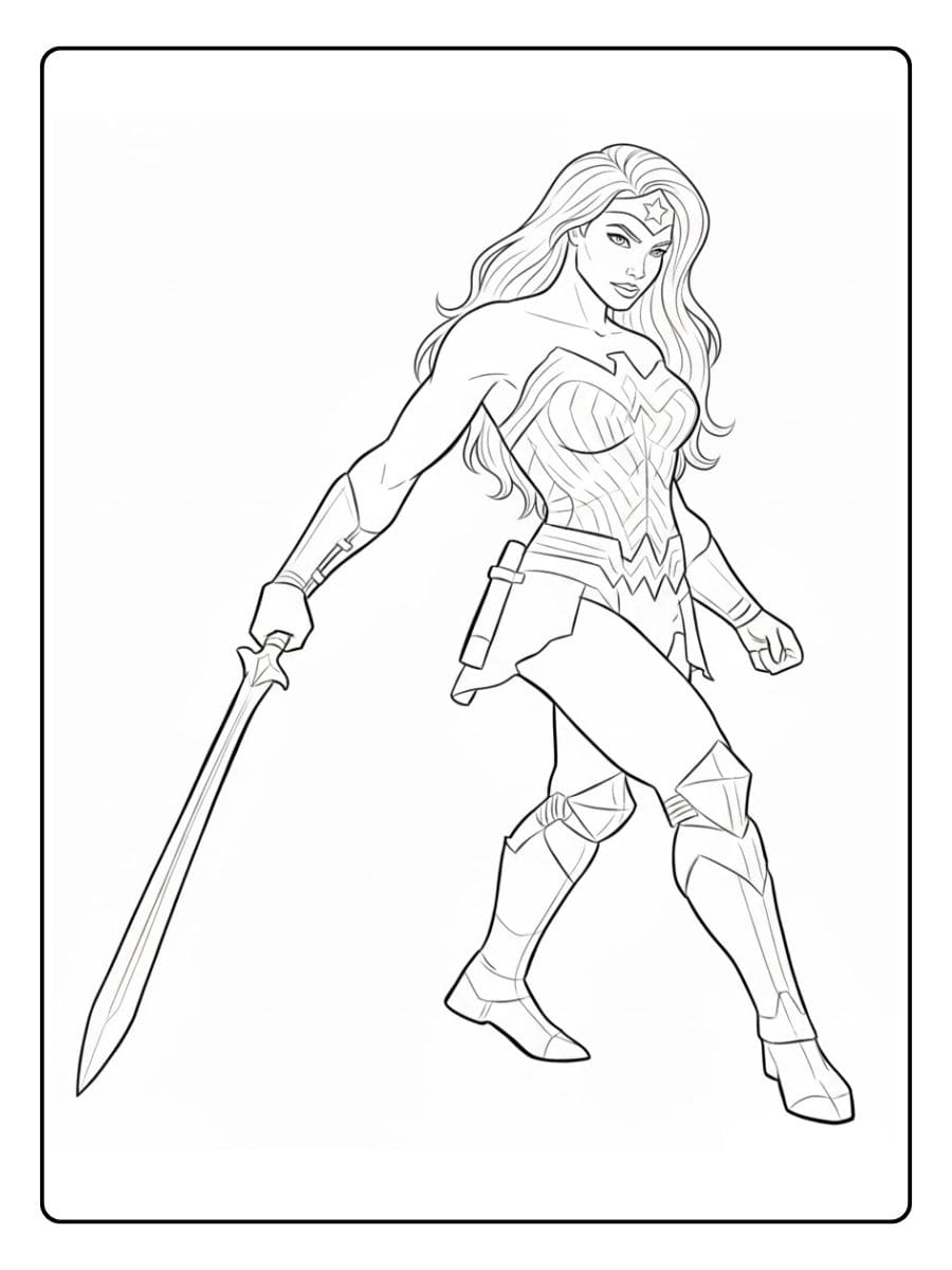 Wonder Woman Coloring Pages for Kids Simple Outline