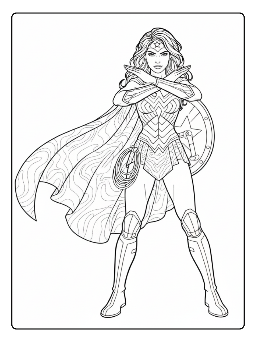 Wonder Woman Coloring Pages – Wonder Woman Amazon Warrior