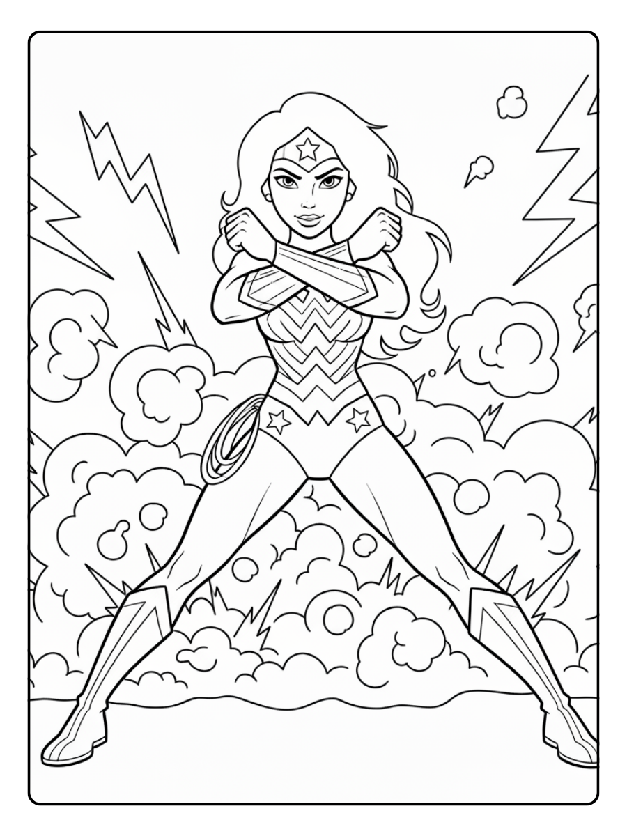 Wonder Woman Coloring Pages – Wonder Woman Battle Ready