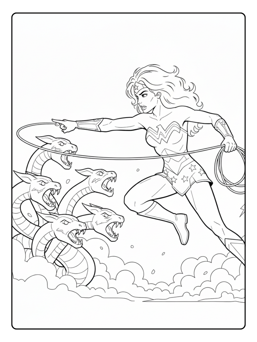 Wonder Woman Coloring Pages – Wonder Woman Combat Scene