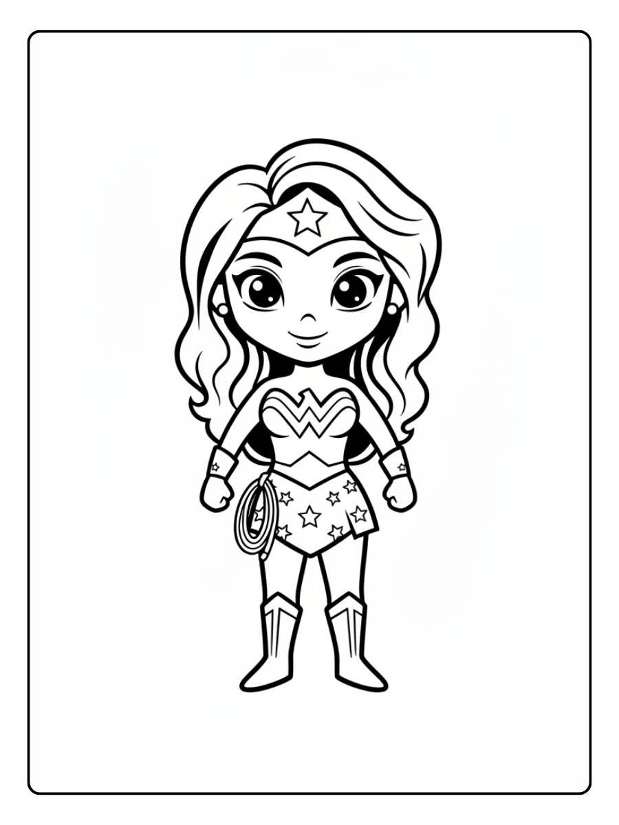 Wonder Woman Coloring Pages – Wonder Woman Cute Style