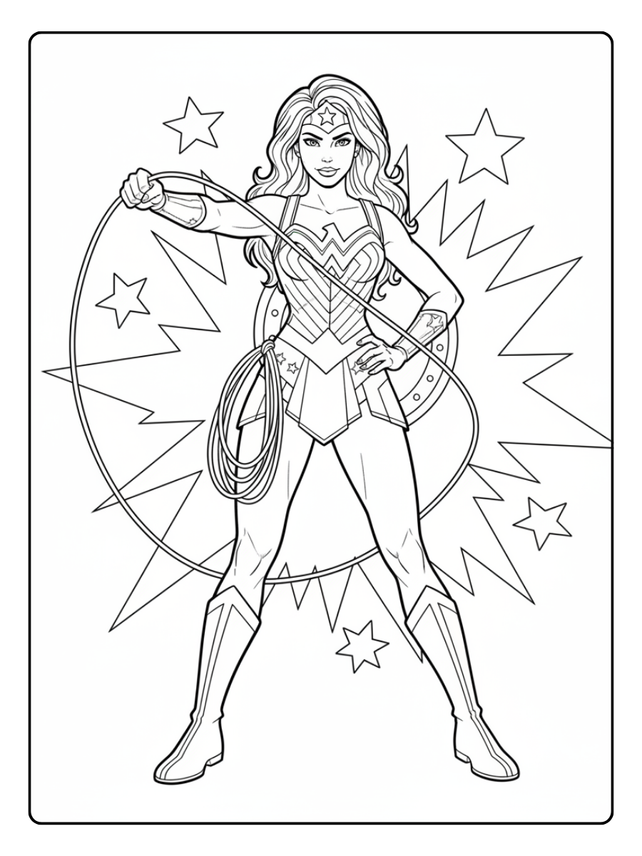 Wonder Woman Coloring Pages – Wonder Woman Hero Pose