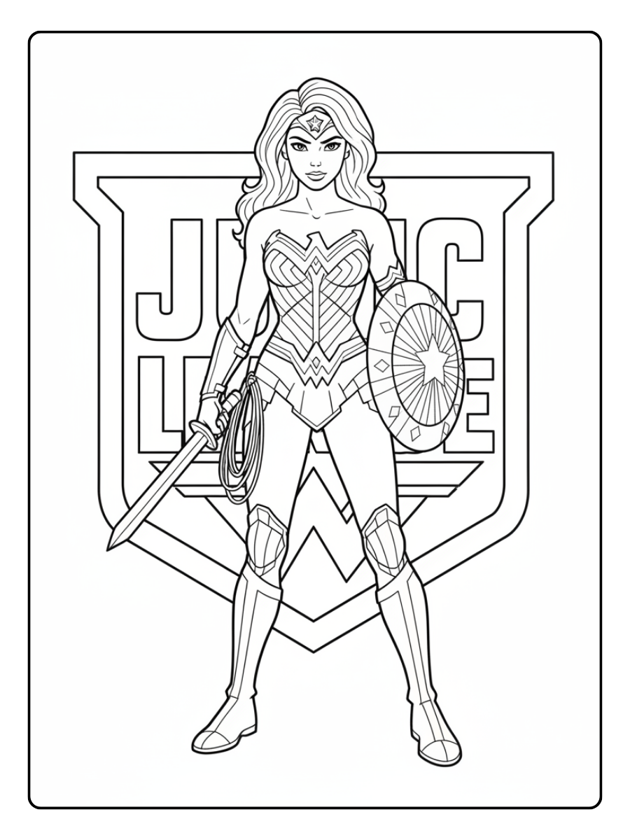 Wonder Woman Coloring Pages – Wonder Woman Justice League