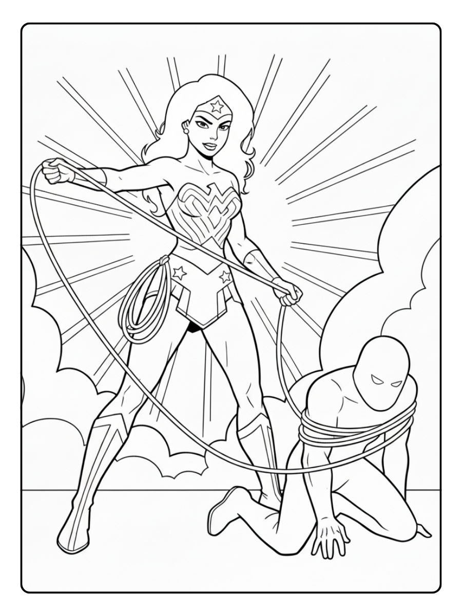 Wonder Woman Coloring Pages – Wonder Woman Lasso of Truth
