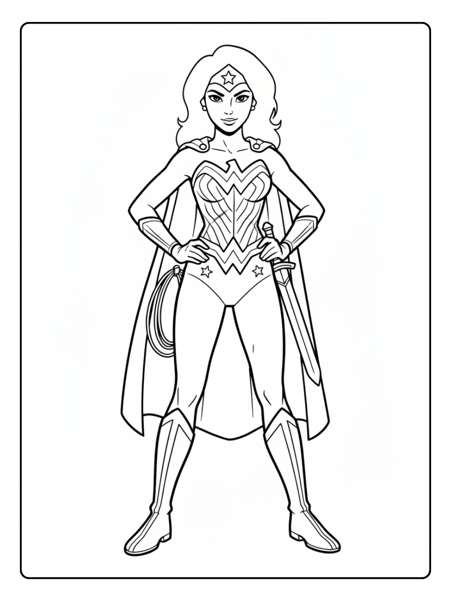 Wonder Woman Coloring Pages – Wonder Woman Royal Warrior