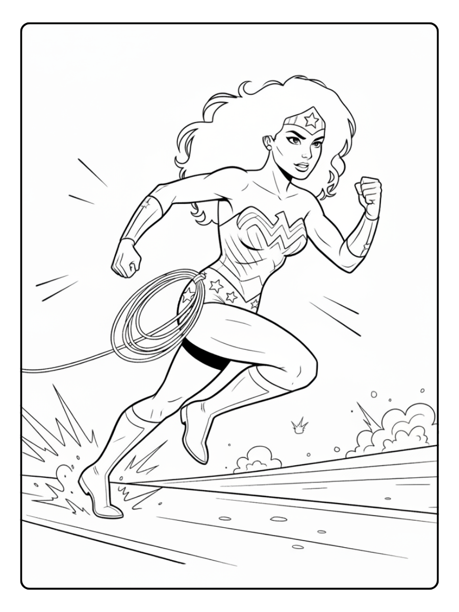 Wonder Woman Coloring Pages – Wonder Woman Running