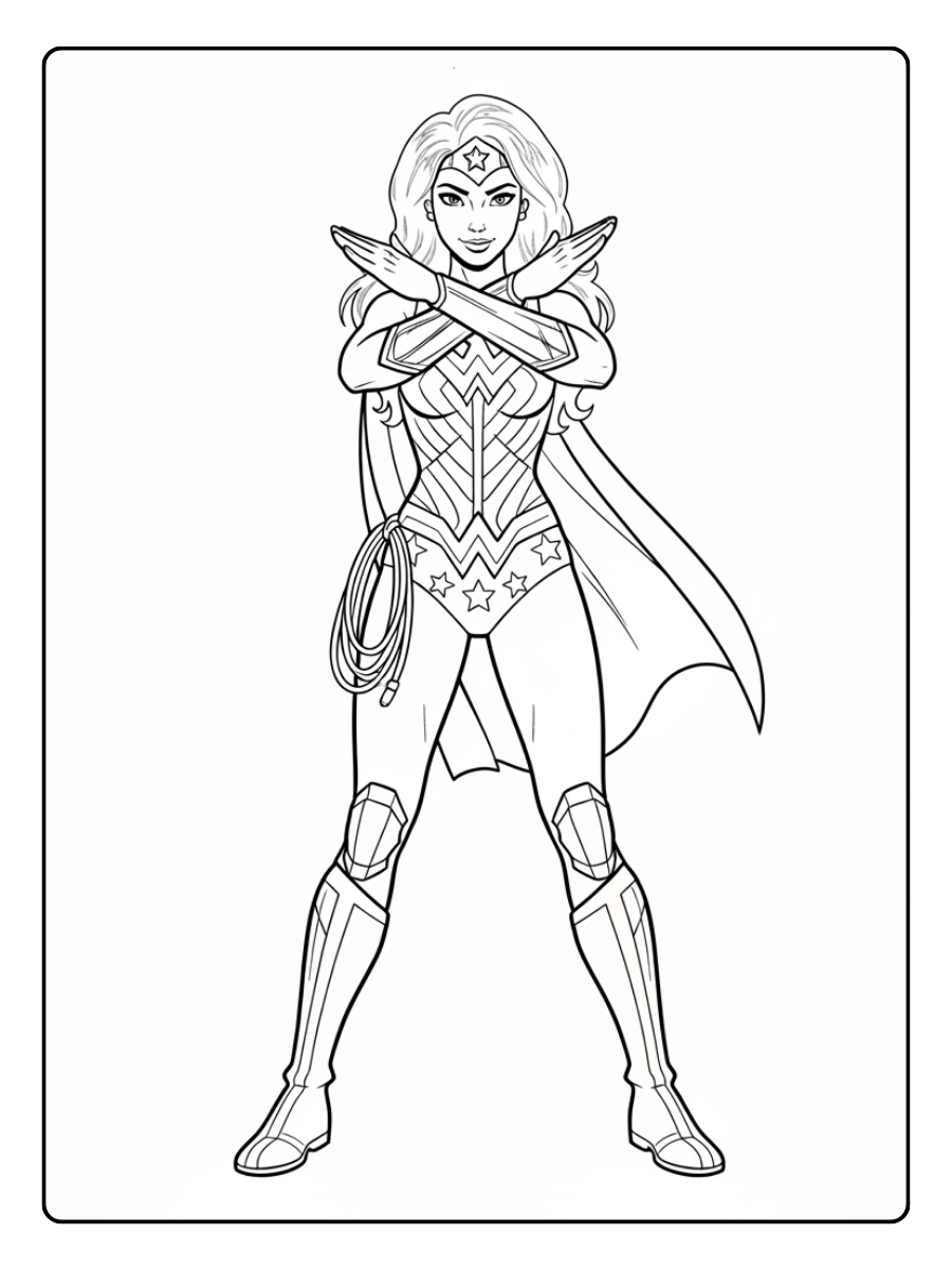 Wonder Woman Coloring Pages – Wonder Woman Standing Strong