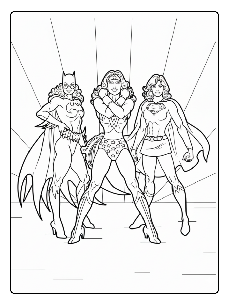 Wonder Woman Coloring Pages – Wonder Woman Team Hero