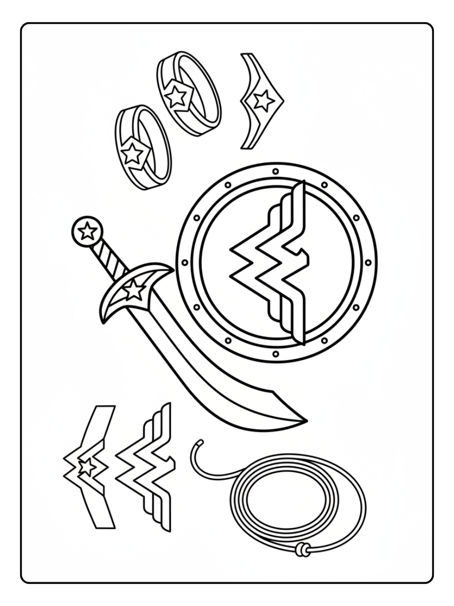Wonder Woman Coloring Pages – Wonder Woman Warrior Gear