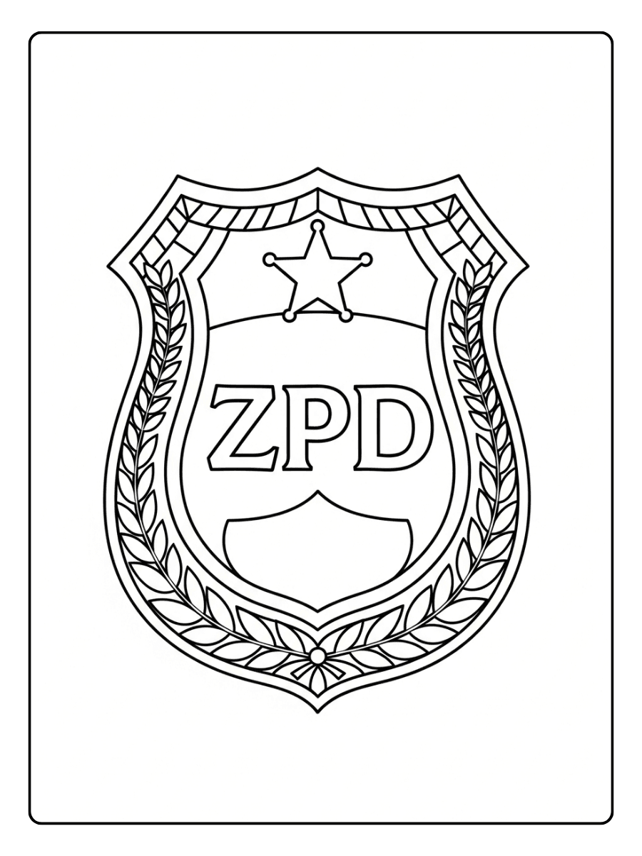 ZPD Badge Zootopia Coloring Pages
