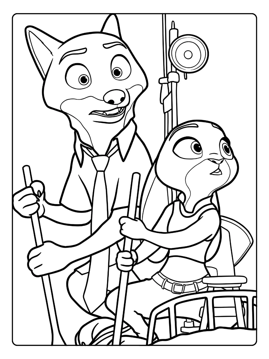 Zootopia Coloring Pages – Nick and Judy
