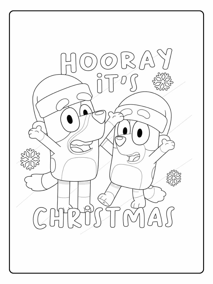 bluey christmas coloring pages black and white