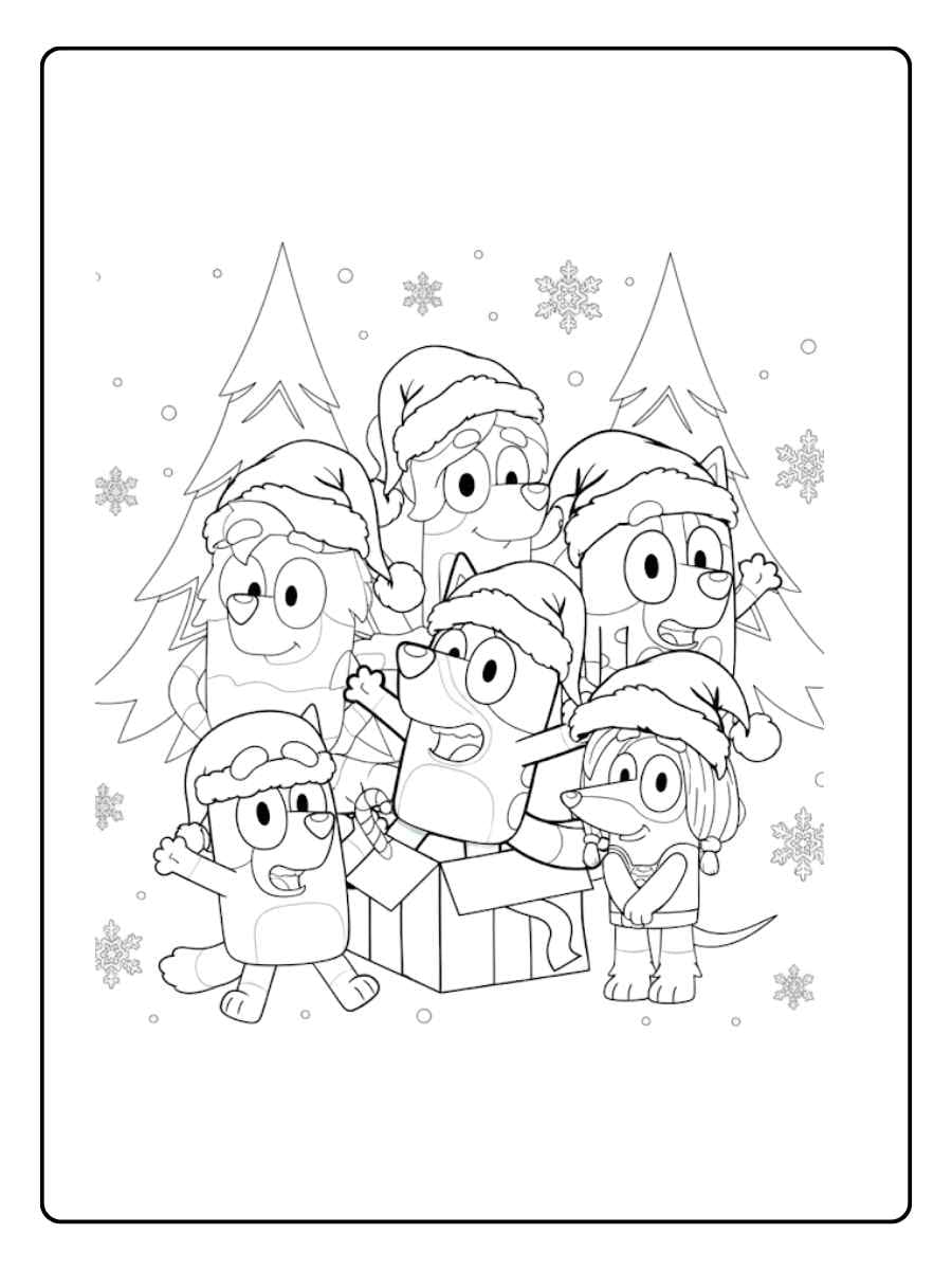 bluey christmas coloring pages clear lines
