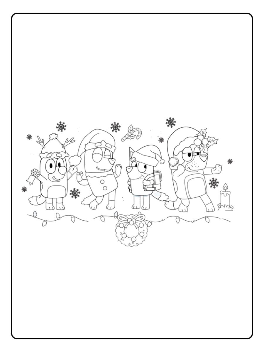 bluey christmas coloring pages for preschool