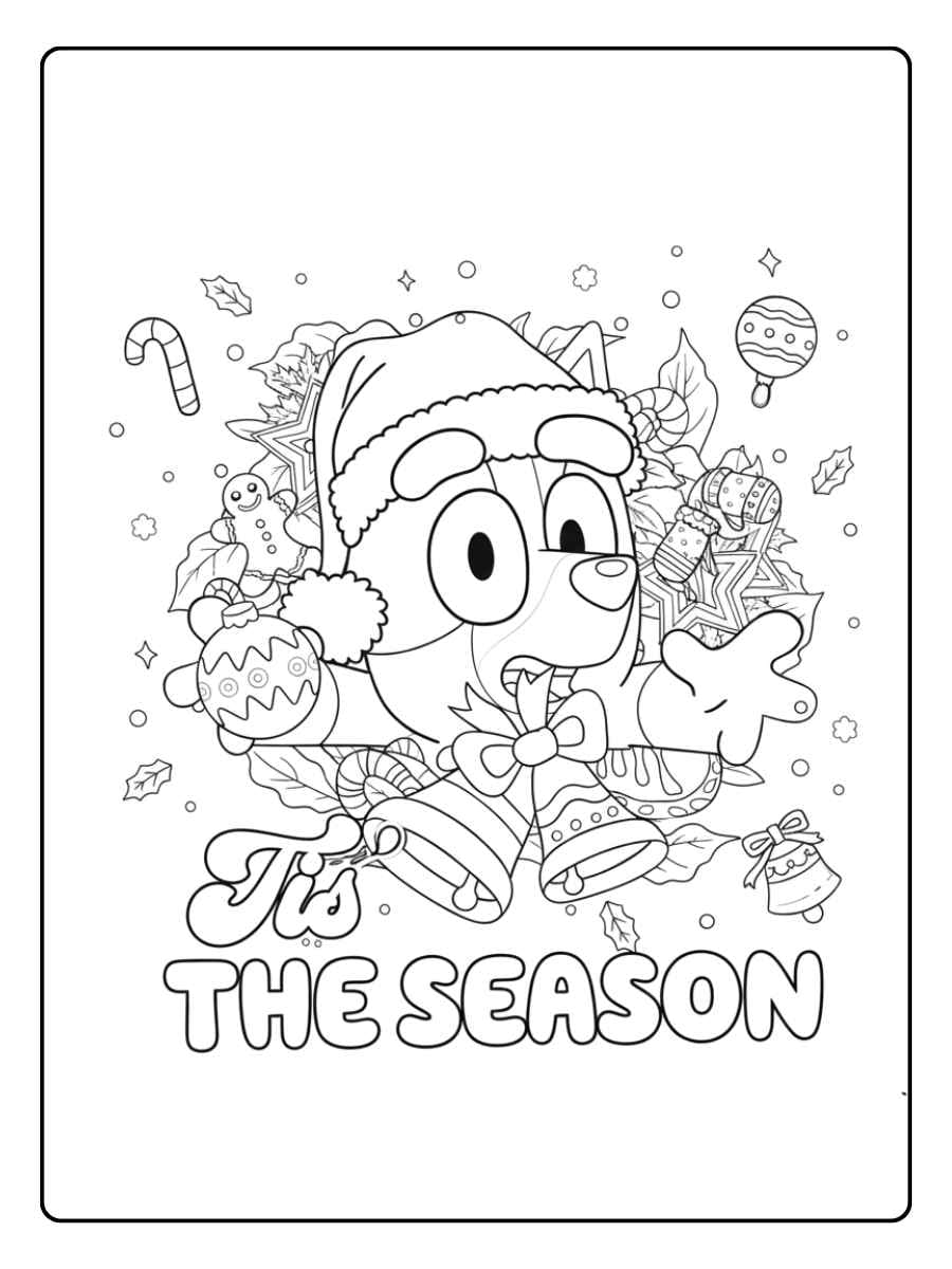bluey christmas coloring pages outline only