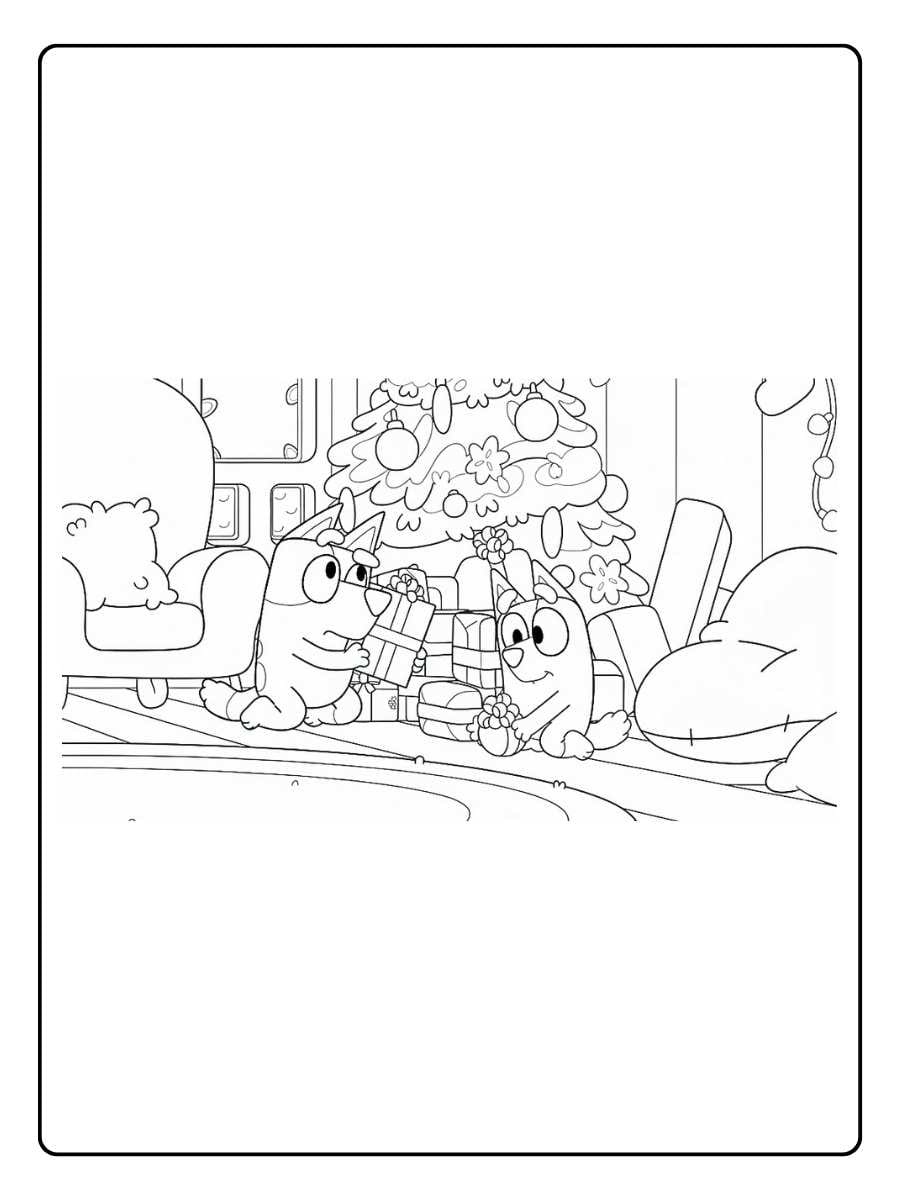 bluey christmas coloring pages unique