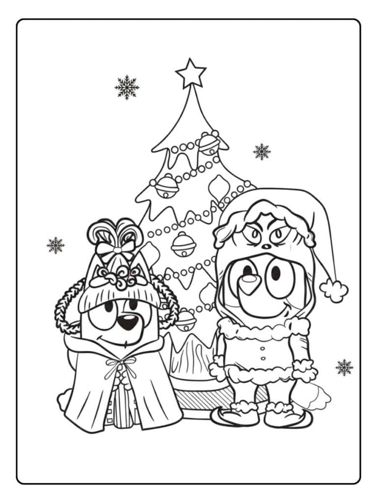 bluey christmas coloring pages vase design
