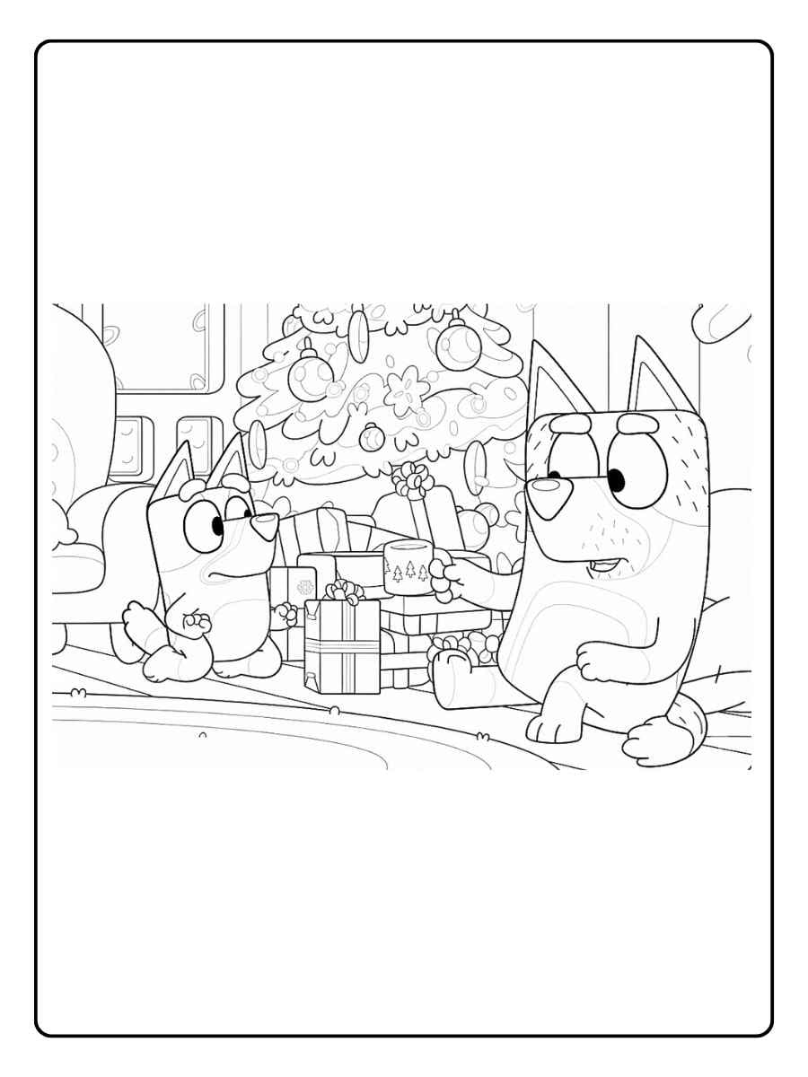 bluey christmas coloring pages vector style