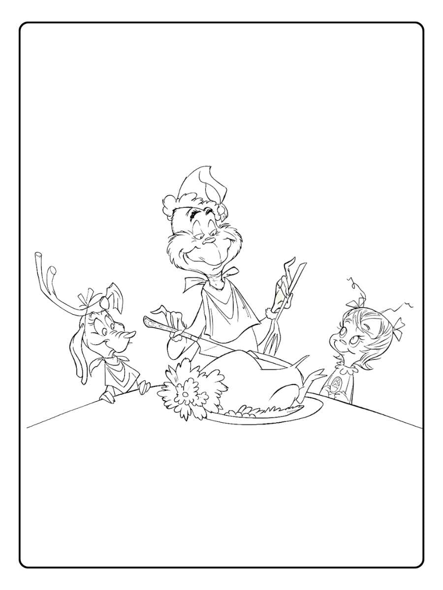 christmas coloring pages grinch basket flowers