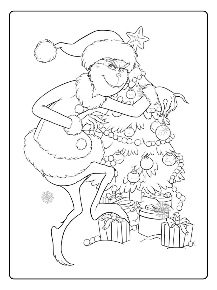 christmas coloring pages grinch pretty design