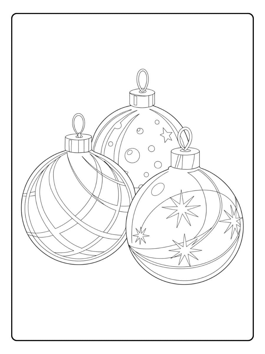 christmas ornament coloring page basic outline