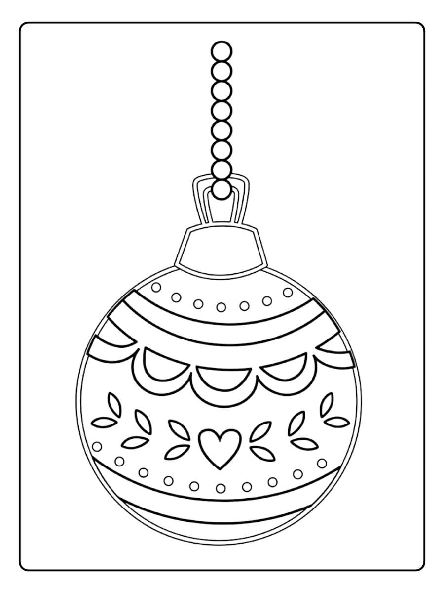 christmas ornament coloring page happy flowers