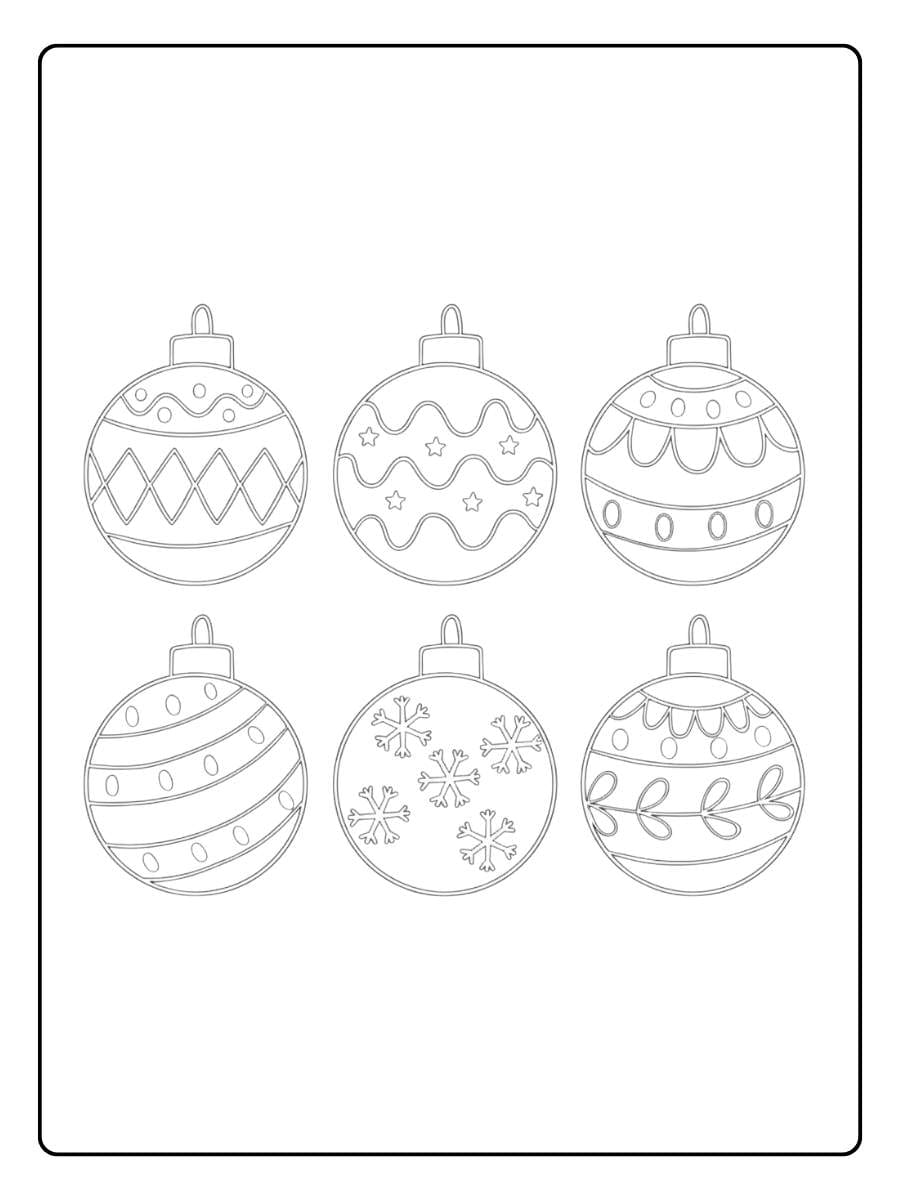 christmas ornament coloring page table arrangement