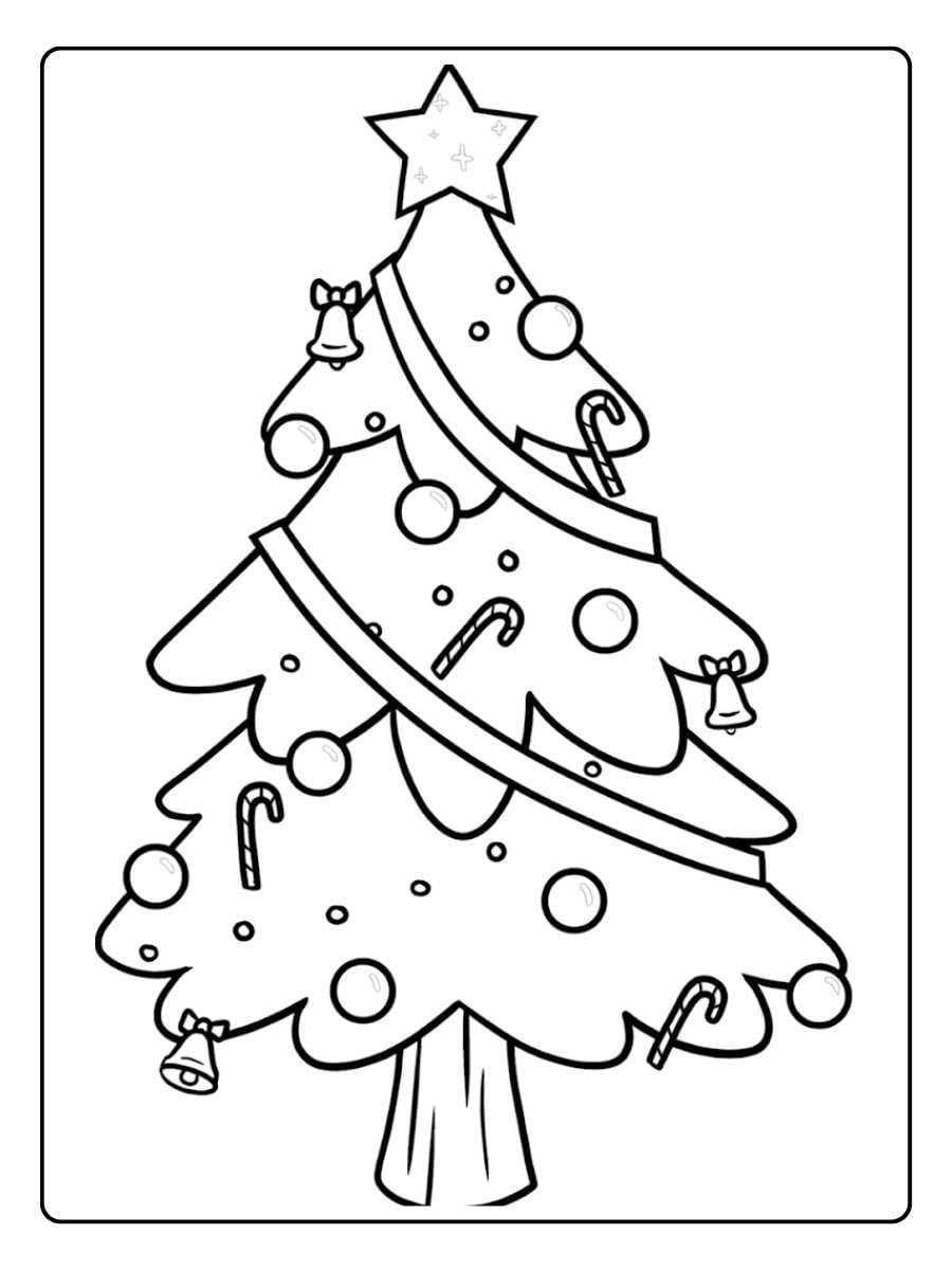 christmas tree coloring page beautiful