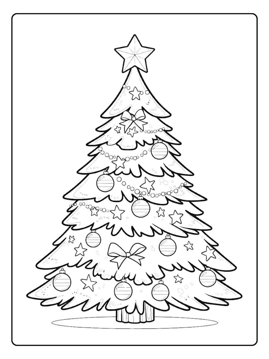 christmas tree coloring page easy