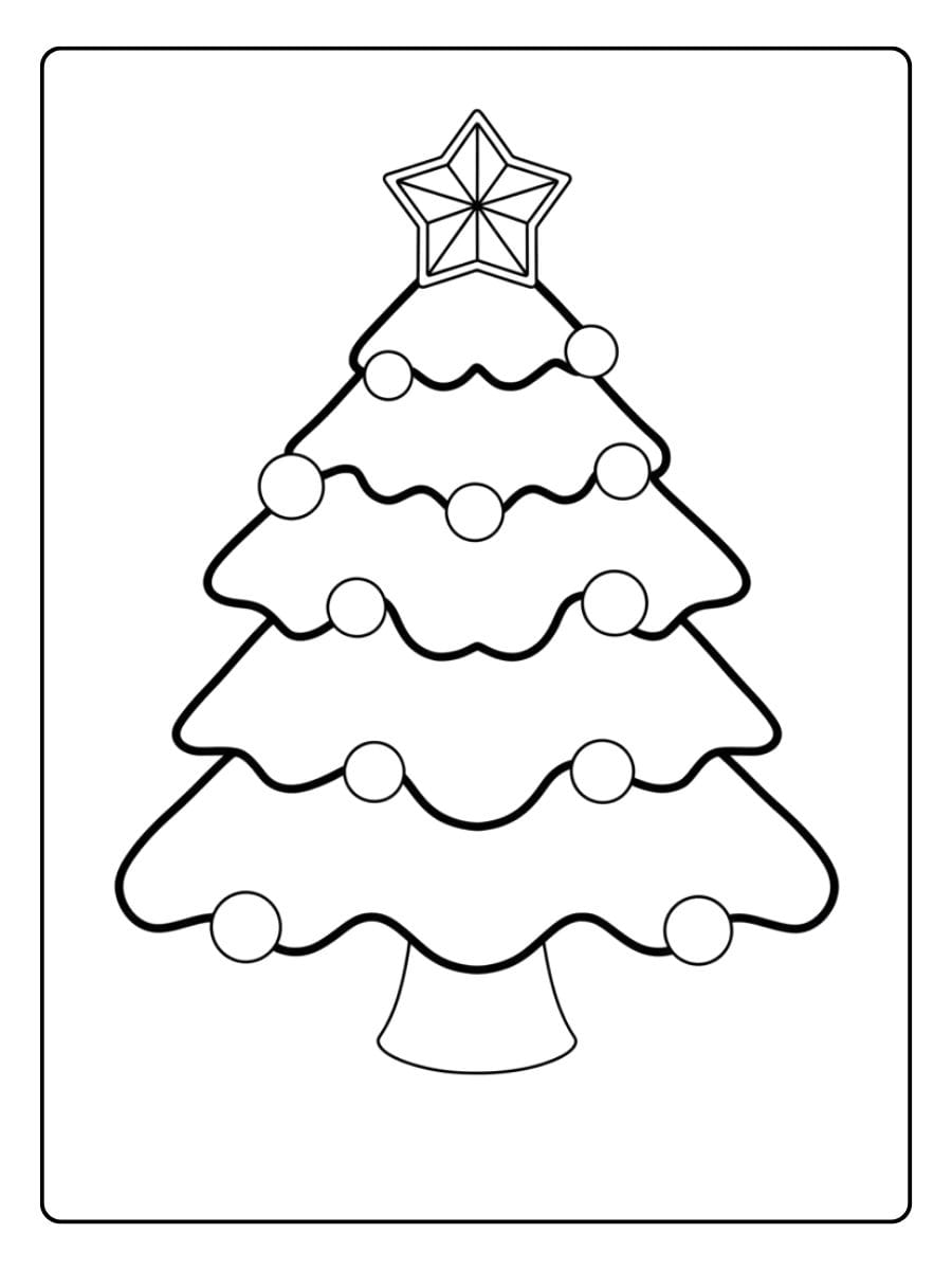 christmas tree coloring page for kids