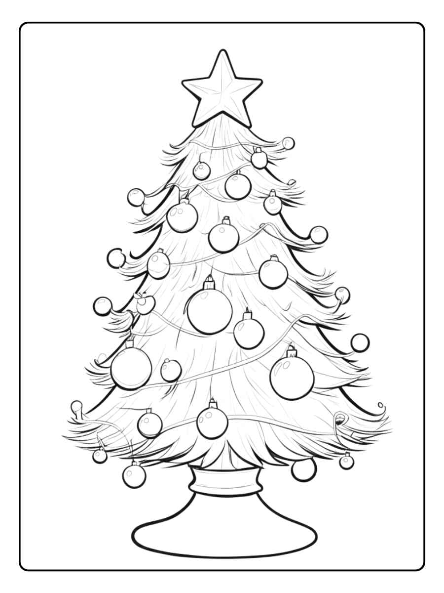 christmas tree coloring page simple