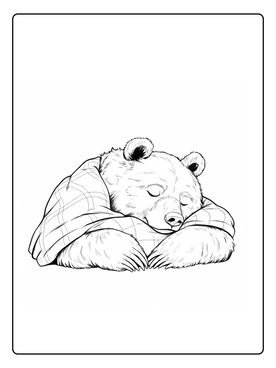 Bear Coloring Pages – Detailed Bear Illustration