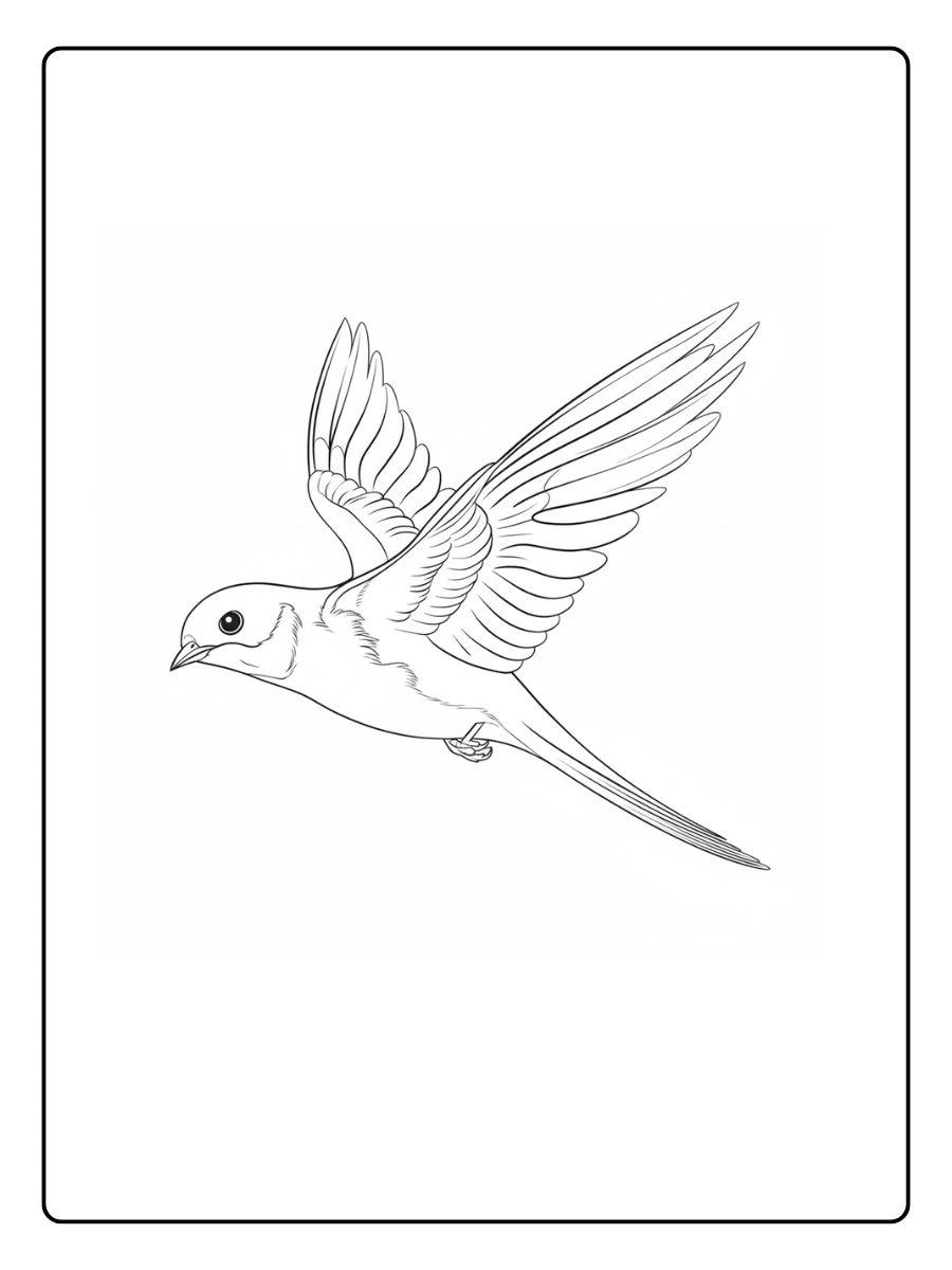 Bird Coloring Pages – Bird Flying in Sky