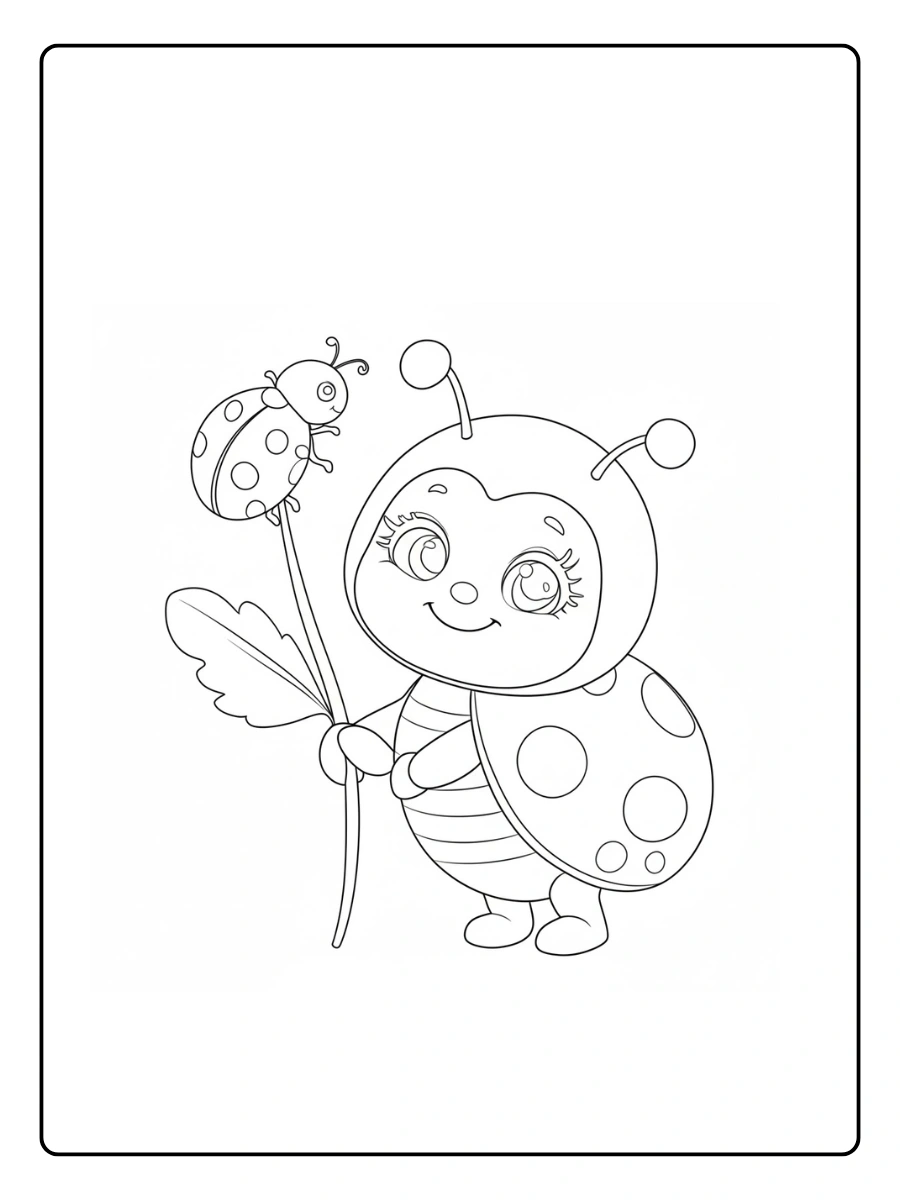 Ladybug Coloring Pages – Happy Cartoon Ladybug