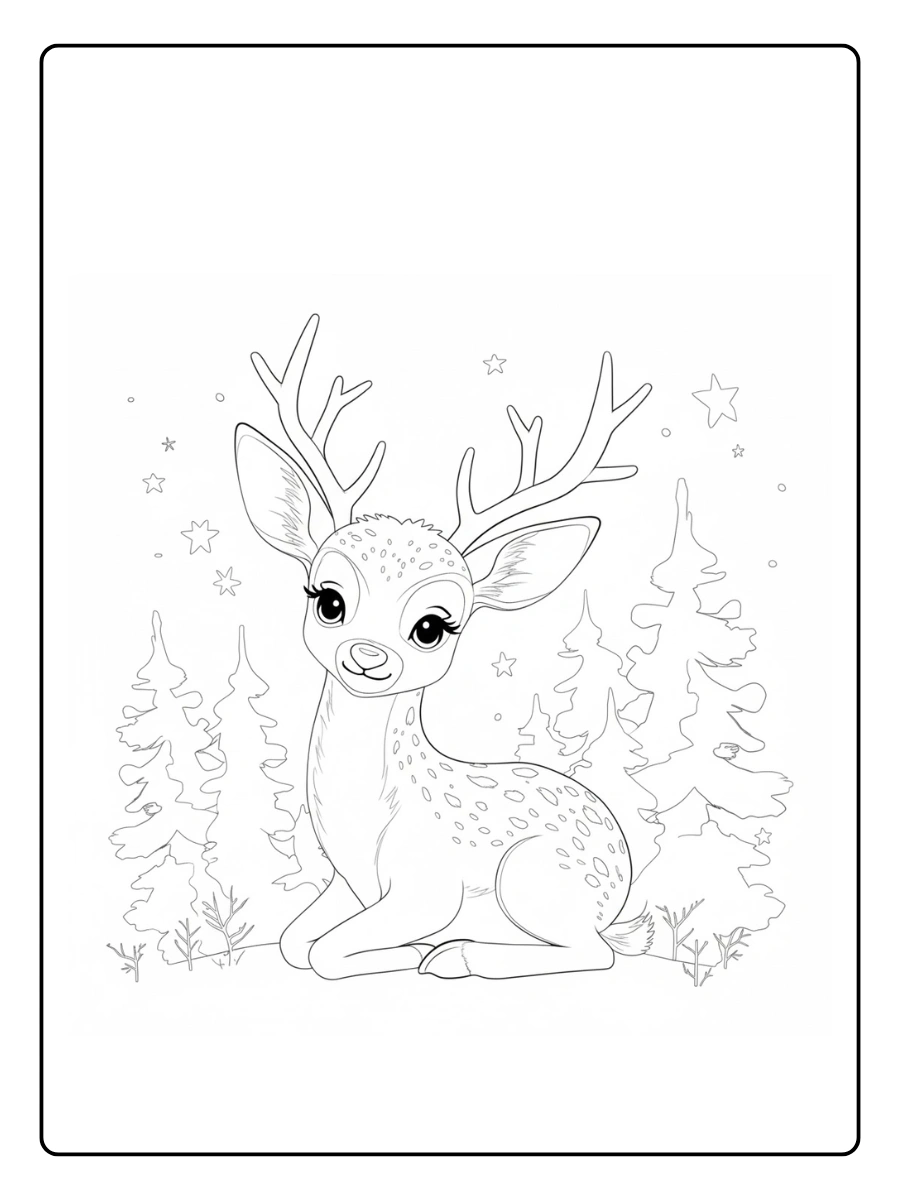 Deer Coloring Pages – Deer in Forest