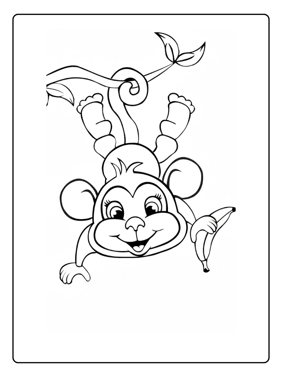 Monkey Coloring Pages – Jungle Monkey Scene Monkey Coloring Pages – Jungle Monkey Scene