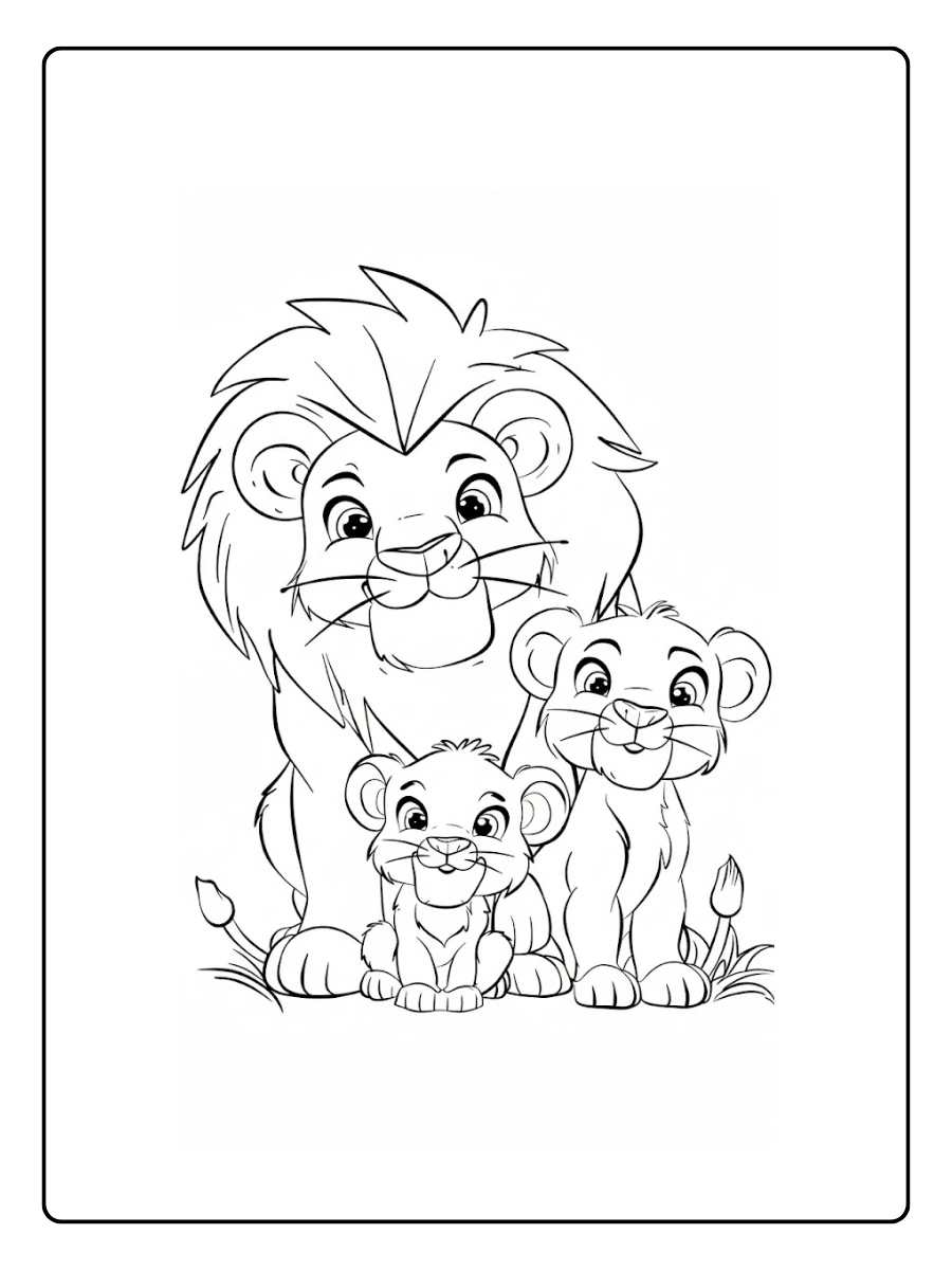Lion Coloring Pages – Lion Family