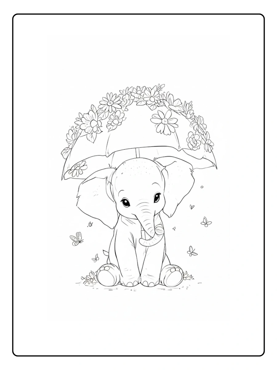 Cute Elephant Coloring Pages – Playful Elephant Cute Elephant Coloring Pages – Playful Elephant