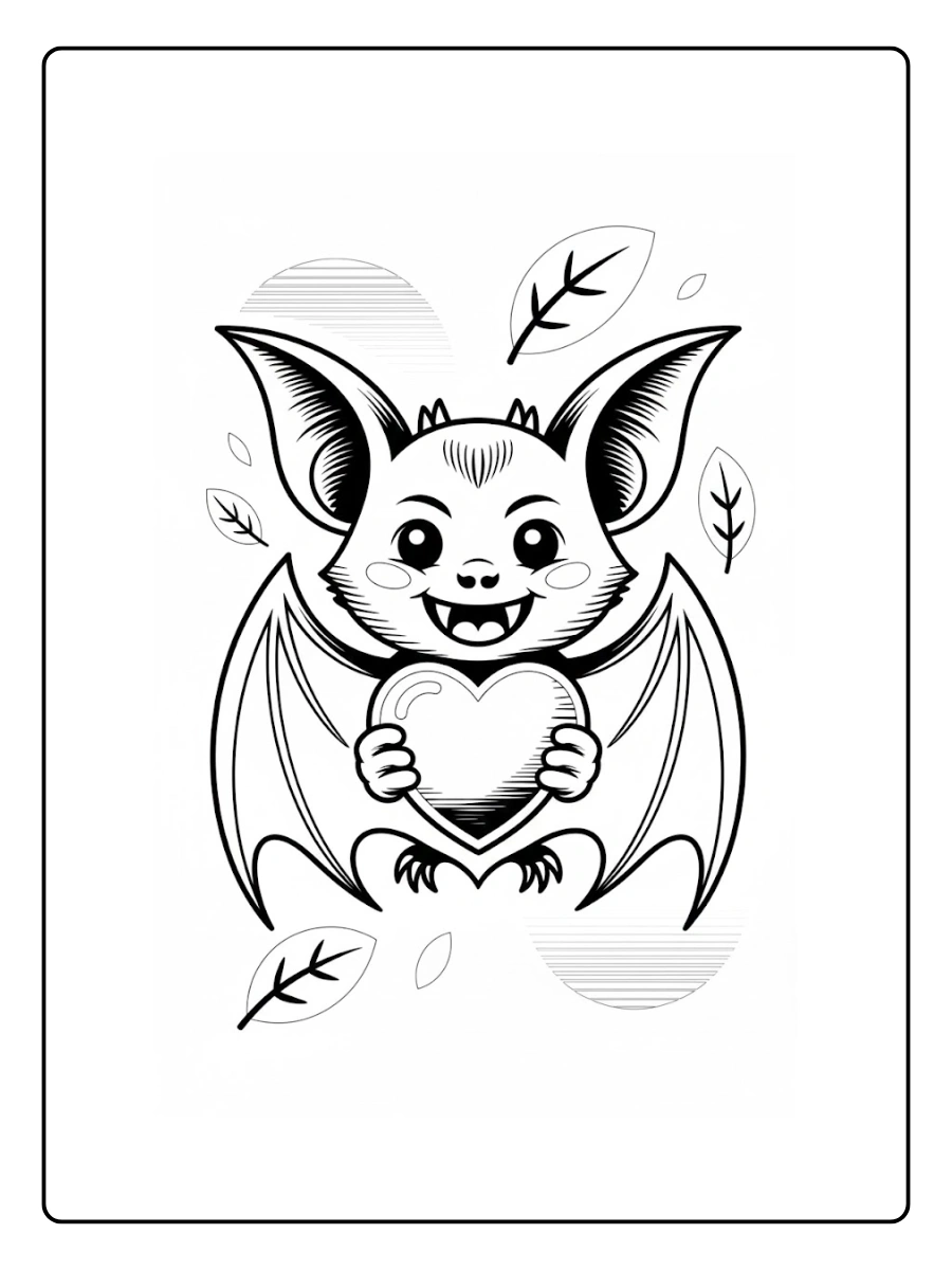 Cute Bat Coloring Pages – Smiling Cartoon Bat