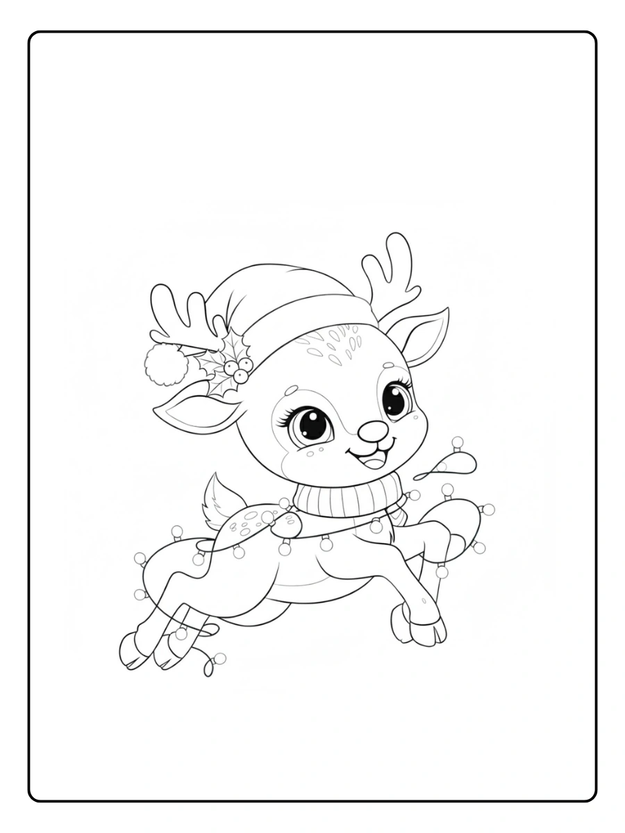 Deer Coloring Pages – Smiling Cartoon Deer