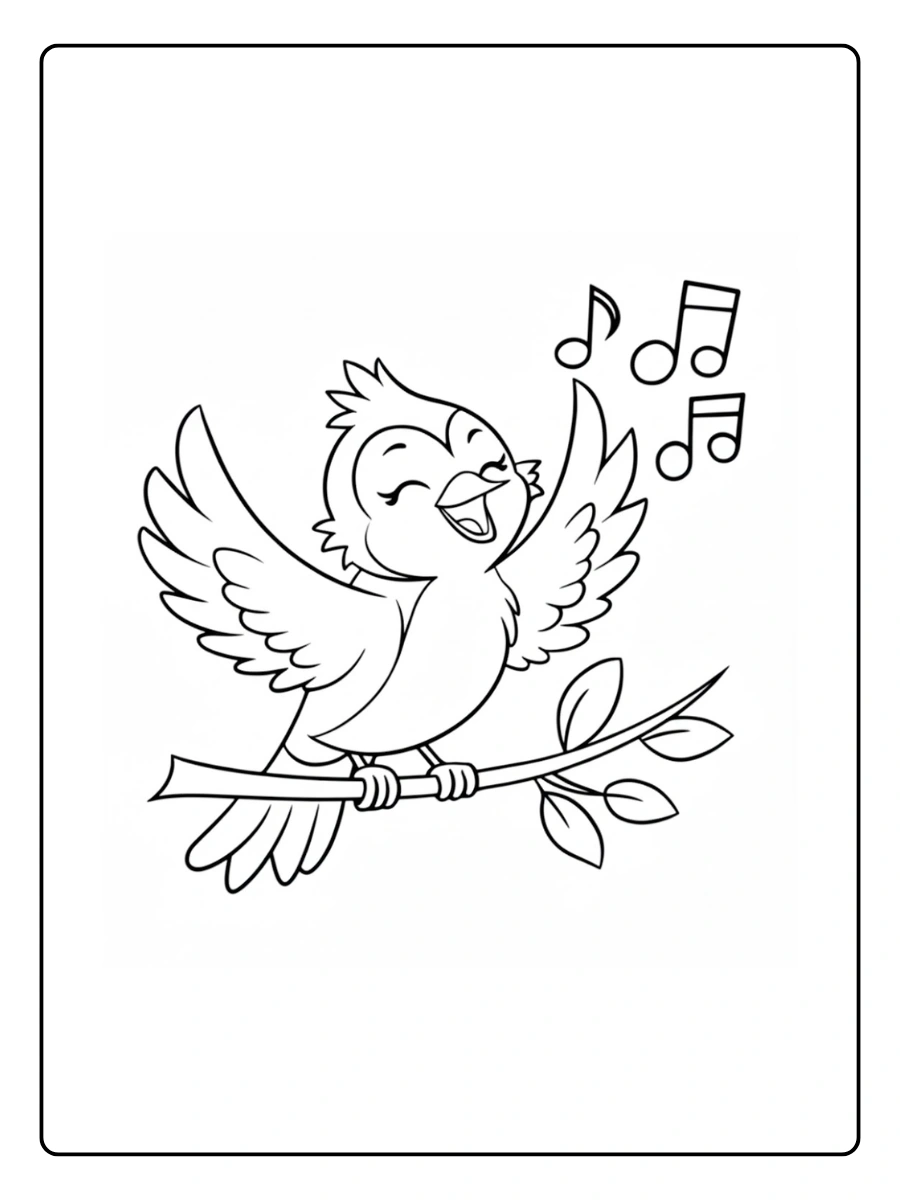 Bird Coloring Pages – Bird Singing