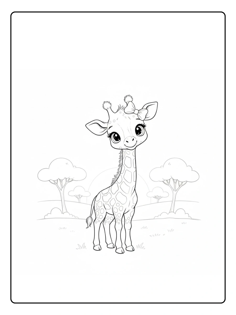 Giraffe Coloring Pages – Giraffe in Savannah
