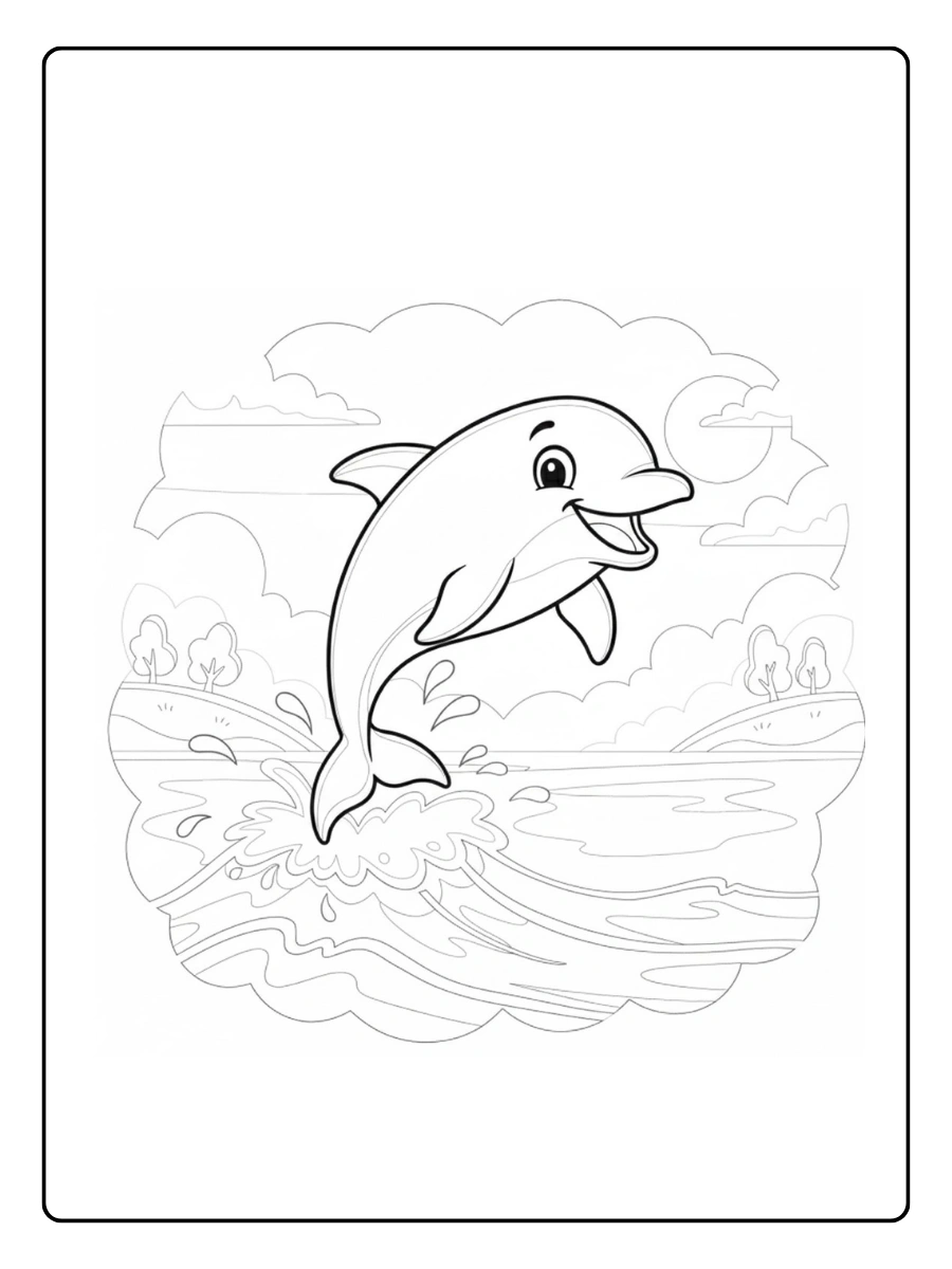 Dolphin Coloring Pages – Dolphin Swimming