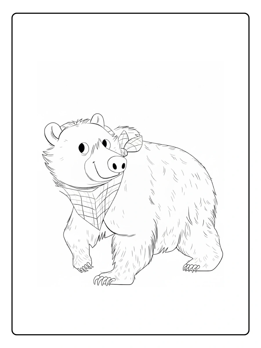 Bear Coloring Pages – Smiling Cartoon Bear